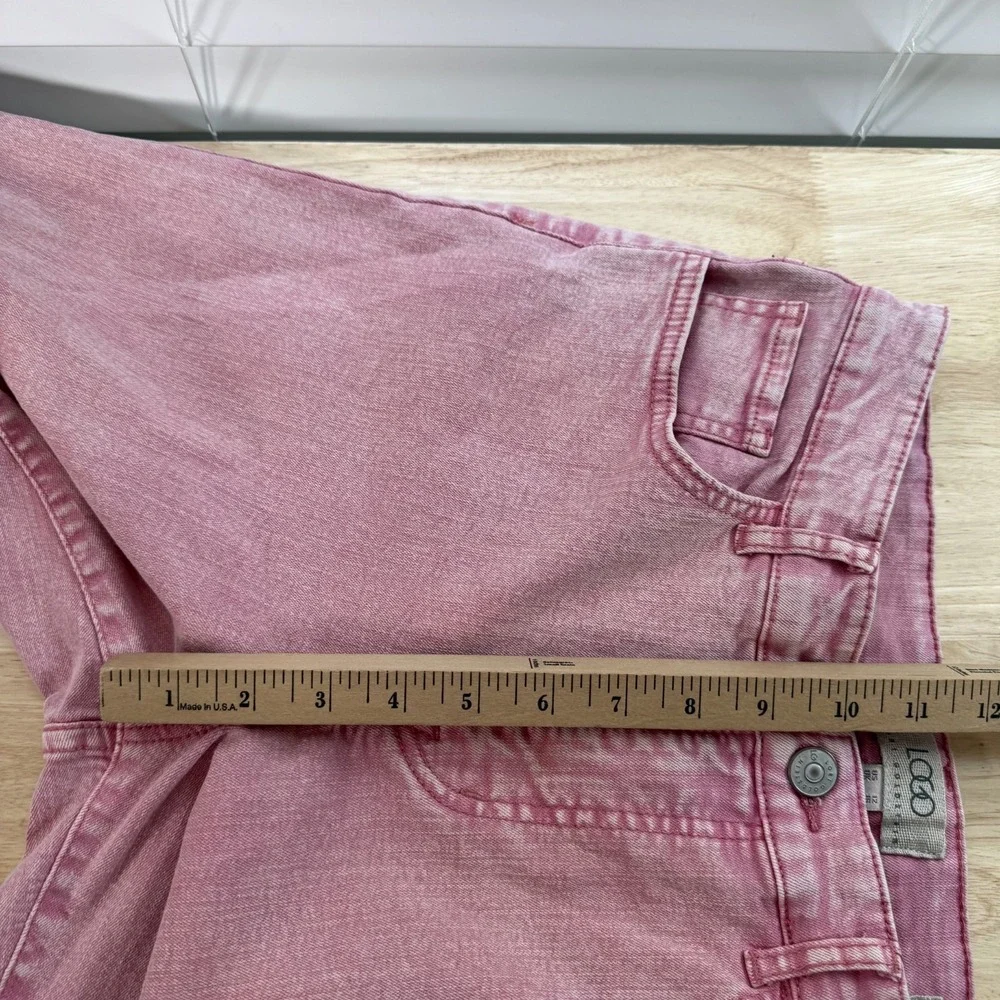 LOGO by Lori Goldstein Faded‎ Straight Jeans Women's Pink Denim Frayed - 12